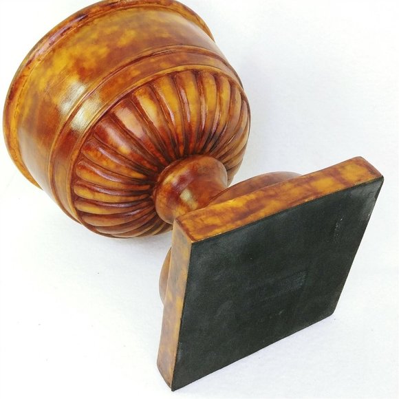 Planter Footed Stone-Look Resin Brown Tones Garden Decor Floral Decor 9" - Picture 7 of 8